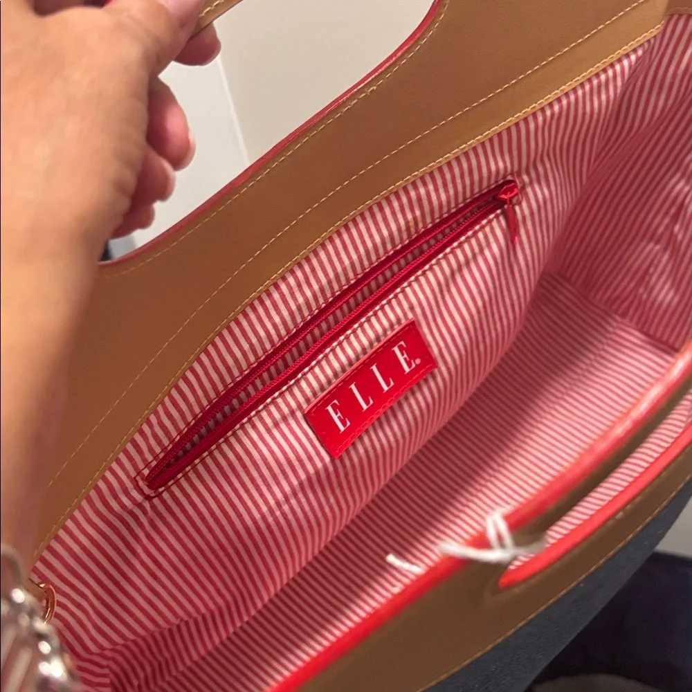 Elle Denim Tote with Tan Leather Handle - Picture 3 of 3